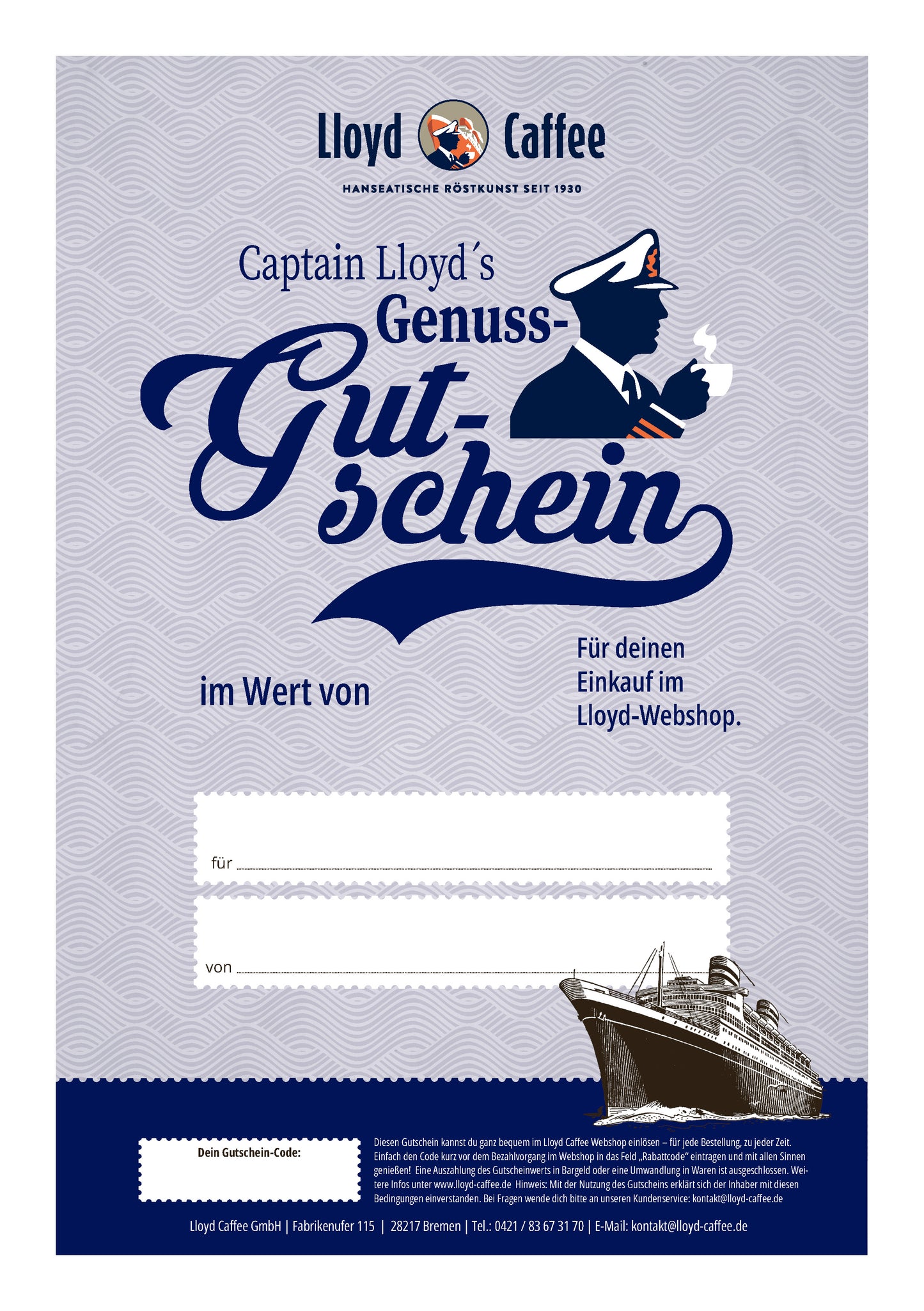 Captain Lloyd's Genuss-Gutschein