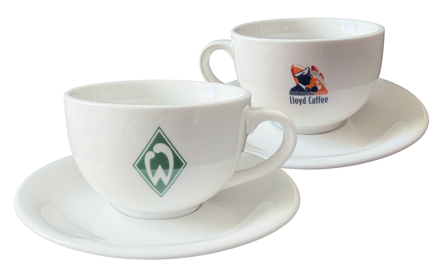 Milchkaffeetasse mit Untertasse mit Lloyd / Werder Branding 230ml